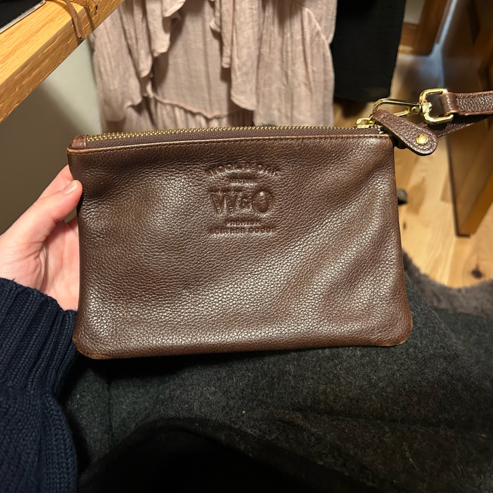 Brown Leather Clutch by Wool & Oak